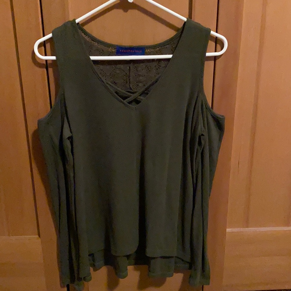 Green long sleeve off the shoulder